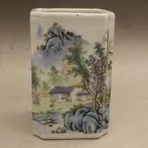 Ju Rentang pastel landscape square pen holder antique porcelain antique ornaments antique old porcelain
