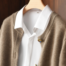 Autumn new fashion round neck long sleeve cardigan Womens Foreign style loose solid color cashmere knitted cardigan slim Korean version