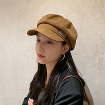 Tide brand small fragrant style simple duck tongue beret hat female newspaper Childrens hat octagonal hat Net Red new cap autumn and winter hat