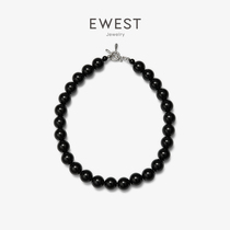EWEST artistes no 2023 Summer new Black Manau string beads necklace woman 925 silver buckle black neck chain lock bone chain