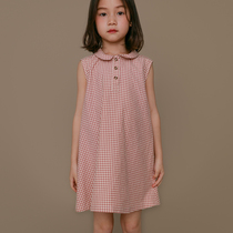 Ha Teeth Boy Clothing Summer Clothing New Pint Girl Child Parenting Style Retro Loose Plaid Dolls Collar Baby Vest Dress