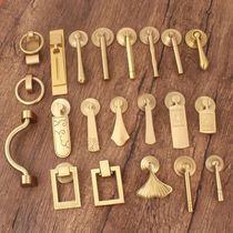 New Chinese style pure copper handle Pendant square Nordic Wardrobe door drawer Gold handle Antique ring full copper handle
