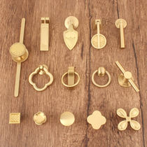  Light luxury copper handle New Chinese classical wardrobe door Brass pendant handle Nordic drawer gold single hole copper handle