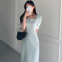 Small evening dress dress Womens Light luxury niche temperament to participate in the wedding split bubble sleeve usually wear skirt tide
