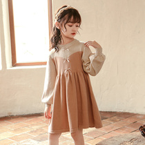 2021 new girls autumn dress stitching Net red Korean version of tidal air knitted children autumn skirt fashionable