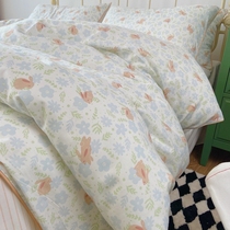 Healing Ensemble 40S Diagonal Textured Pure Cotton Crushed Flowers Little Frescoed Bed Quilt Cover Idyllic garden adorable sheets Three-four pieces of cotton