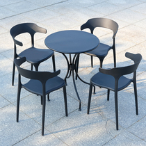 Outdoor exterior plastic table and chair combination Home commercial leisure outdoor table and chair outdoor indoor waterproof sunscreen available
