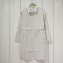Spell out the perfect autumn and winter maternity cotton front open button long version of shirt plus size 82A02036