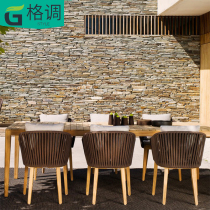 Villa Courtyard Table And Chairs Outdoor Open-air Garden Waterproof Casual Balcony Yard Furniture Solid Wood Teak Creative Rattan Chair