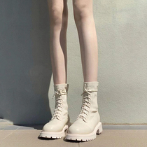 Thick bottom heightening Martin boots female small sub-display slim spring autumn winter 2022 new Inn wind middle cylinder short boot boots