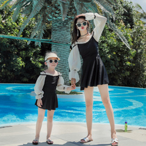 New parent-child swimsuit mother and daughter Korean sunscreen black girl girl swimsuit one dress Princess swimwear