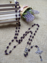  Special Offer Thanksgiving Gift Supplies Rosary Long Catholic Rosary Cross Purple Crystal Rosary
