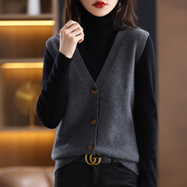 100 pure cardigan folded autumn winter sweater vest womens knitted cardigan sleeveless outer wear 2021 new waistcoat