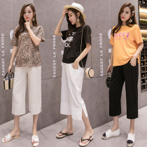 Pregnant women pants wide leg pants summer wear thin style outside wear 2020 cotton linen loose size summer Underbelly bottom casual pants