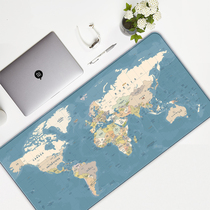 City world map mouse pad Industrial wind retro personality oversized thickened lock edge water keyboard table pad
