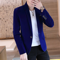  Gold velvet suit mens autumn new mens casual small suit Korean fashion youth handsome single western jacket trend