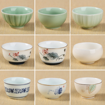 Celadon Gongfu tea cup Single cup Ceramic small teacup Single blue and white porcelain master cup Single small tea cup