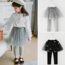 Girl outwear dress Dress Shirt Bottom Pants 2022 Spring Dress Grey High Waist Children Dress Pants Children Autumn Winter Break Two Pants Skirts