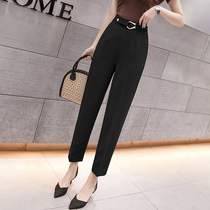 Professional pipe pants women 2021 summer new high waist loose fashion Korean version of Harlan hanging small feet nine suit pants