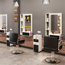 Hairdressing shop mirror hair salon Net Red Barber shop mirror table salon beauty Barber mirror special cabinet one countertop
