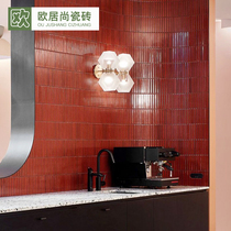 Pink kiln finger mosaic toilet tile arc brick light blue small strip brick pool chopsticks brick