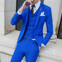 Royal blue suit suit suit men Korean version of slim wedding host nightclub small suit stage performance dress trend