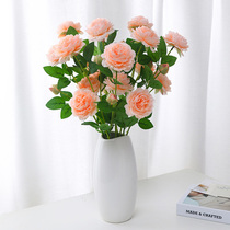  Peony flower fake flower simulation flower decoration living room dining table flower arrangement decoration decoration Rose flower high-end bouquet dried flowers