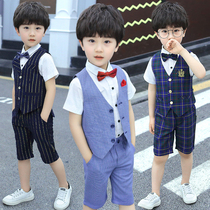 Boys casual suit vest suit Summer short sleeve childrens small suit Boy flower girl wedding dress performance clothing