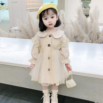 Girls dress 2021 new little girl baby autumn princess dress children spring and autumn long-sleeved skirt western style