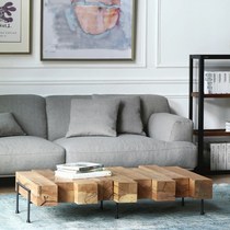 Nordic solid wood log fashion modern minimalist small tea table creative industrial wind living room retro rectangular short table