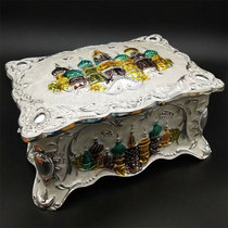 European style large jewelry box Russian princess with lock with mirror jewelry box double storage box retro jewelry box