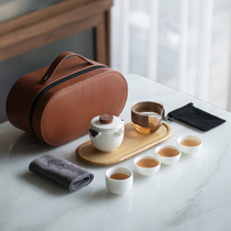 Sheep Jade Express Cup Portable Travel Tea Set Carrying Case Outdoor Japanese Simple Tea Set Custom logo