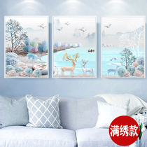 Cross stitch 2020 new thread embroidery living room modern fortune deer triptych small self-embroidery handmade clear and simple