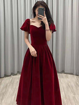 Bride marries toast with 2022 new light lavish crowdsourced high-end velvet collar engagement back to the door with a dress for a long time