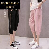 Pregnant womens pants in summer thin dress early pregnancy wear seven pants small pants ice thread DM0616