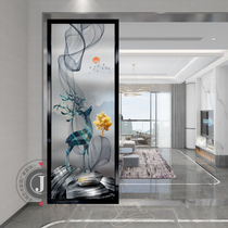 Art glass living room partition screen decoration wash table entrance shelter light luxury double-sided tempered fortune deer