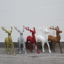 Christmas decorations scene arrangement gifts ornaments Christmas deer doll ornaments flash powder deer imitation deer decoration station deer