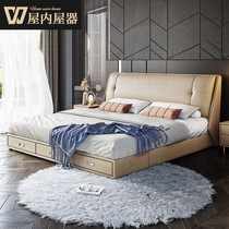 House House light luxury technology cloth bed modern and simple Nordic minimalist 1 5 meters 1 8 meters master bedroom double wedding bed