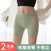 Collection of Abdominal Safety Pants Womens Anti-Edge Light Uncurled Summer Thin ice silk No marks to collect waist Tipped and hip bottom Insurance shorts