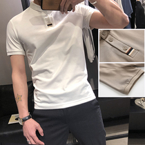 Mens polo shirt short-sleeved pop brand 2021 new trend ice silk t-shirt summer thin high-end lapel t-shirt
