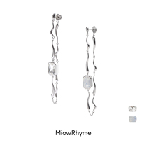 MiowRhyme Secret Japanese Shell Series Long earbuter Ear Chain Flow Wire Wave Protein Stone Crystal Advanced Sensation