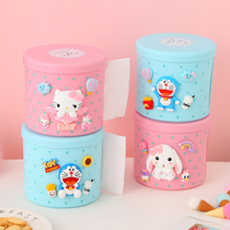 Creative Cartoon Cute Living Room Home Bedroom Desktop Round Tissue Cylinder Toilet Roll Paper Box Side Pull-Out Paper Box