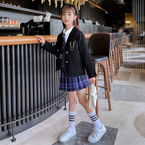 jk uniform girl genuine full set of girls domineering Japanese Primary School students performance school uniform pleated plaid skirt sister dress