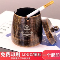 Ashtray anti-smoke windproof anti-fly ash creative personality custom pattern iron smoke flush with lid bar Internet café anti-fall