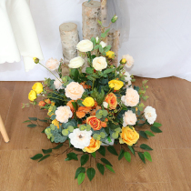 Wedding simulation road guide flower arch flower land flower small flower row wedding silk flower window decoration stage arrangement props