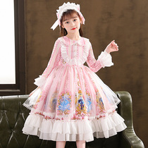 UK next sara girl dress with dress 2022 spring new Child Lolita Ocean Gas Super Wonder princess dress