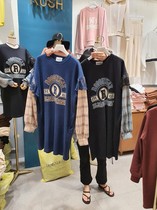 South Korea East Gate straight hair GOLD RUSH ladies round neck letter stitching sweatshirt