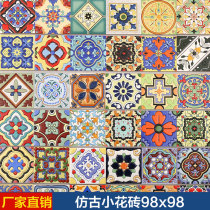 European style hand-painted brick toilet garden brick Mediterranean style garden brick small flower tiles staircase tiles 100