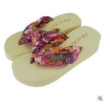 New Bohemian tropical wind womens slippers herringbone sweet muffin thick bottom beach shoes
