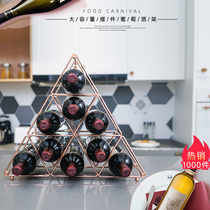 European-style wrought red wine rack ornaments creative wine rack solid wood display rack household wine bottle rack living room wine shelf